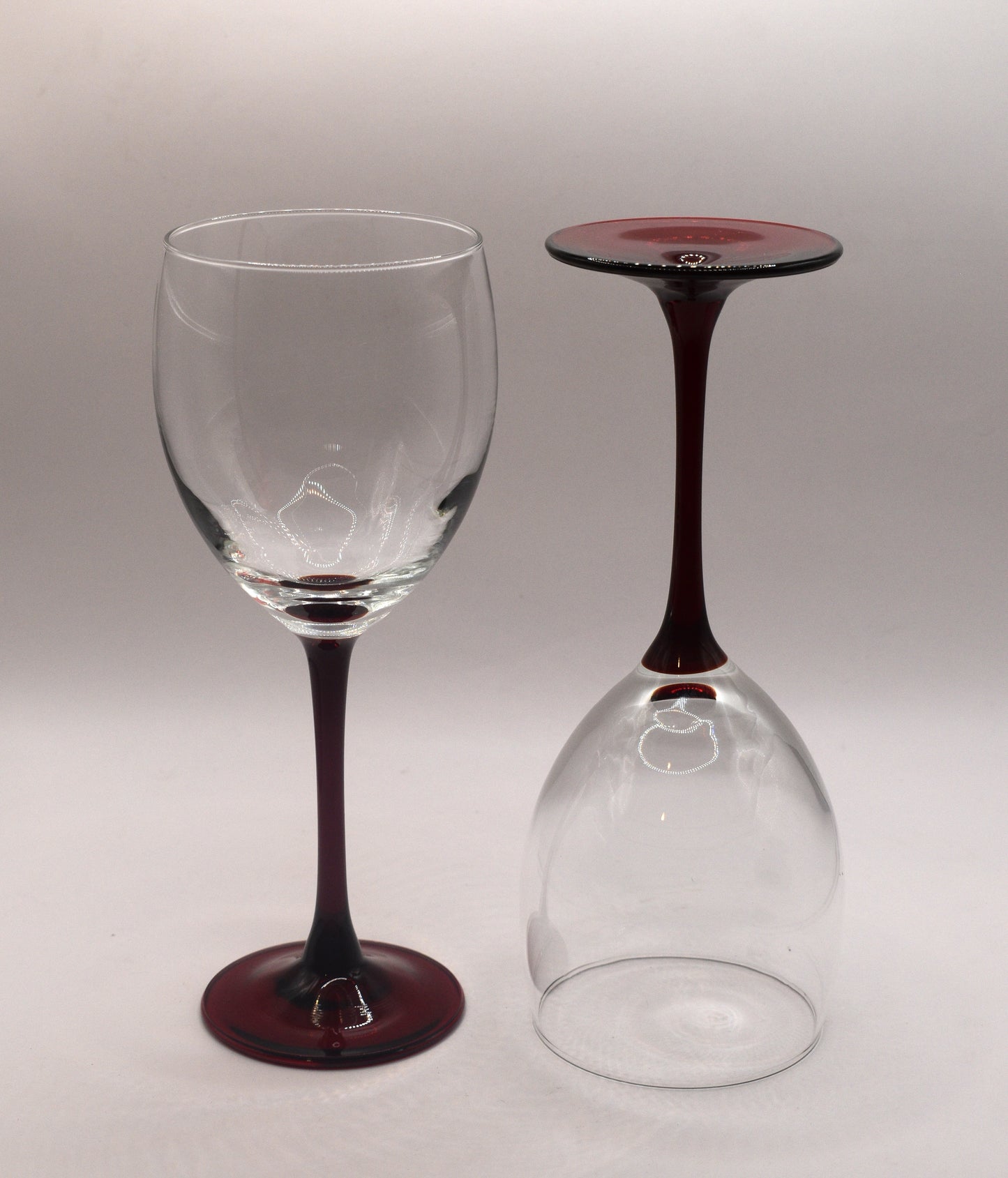Red Stemmed wine glasses. Set of 2