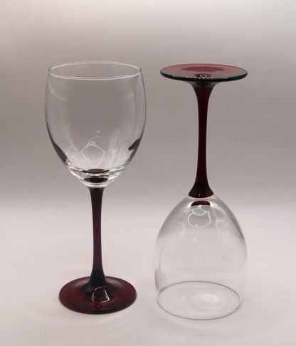 Red Stemmed wine glasses. Set of 2
