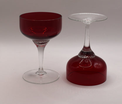 Vintage Ruby Red Champagne Coupes. Set of 2