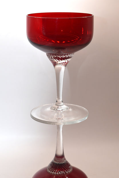 Vintage Ruby Red Champagne Coupes. Set of 2