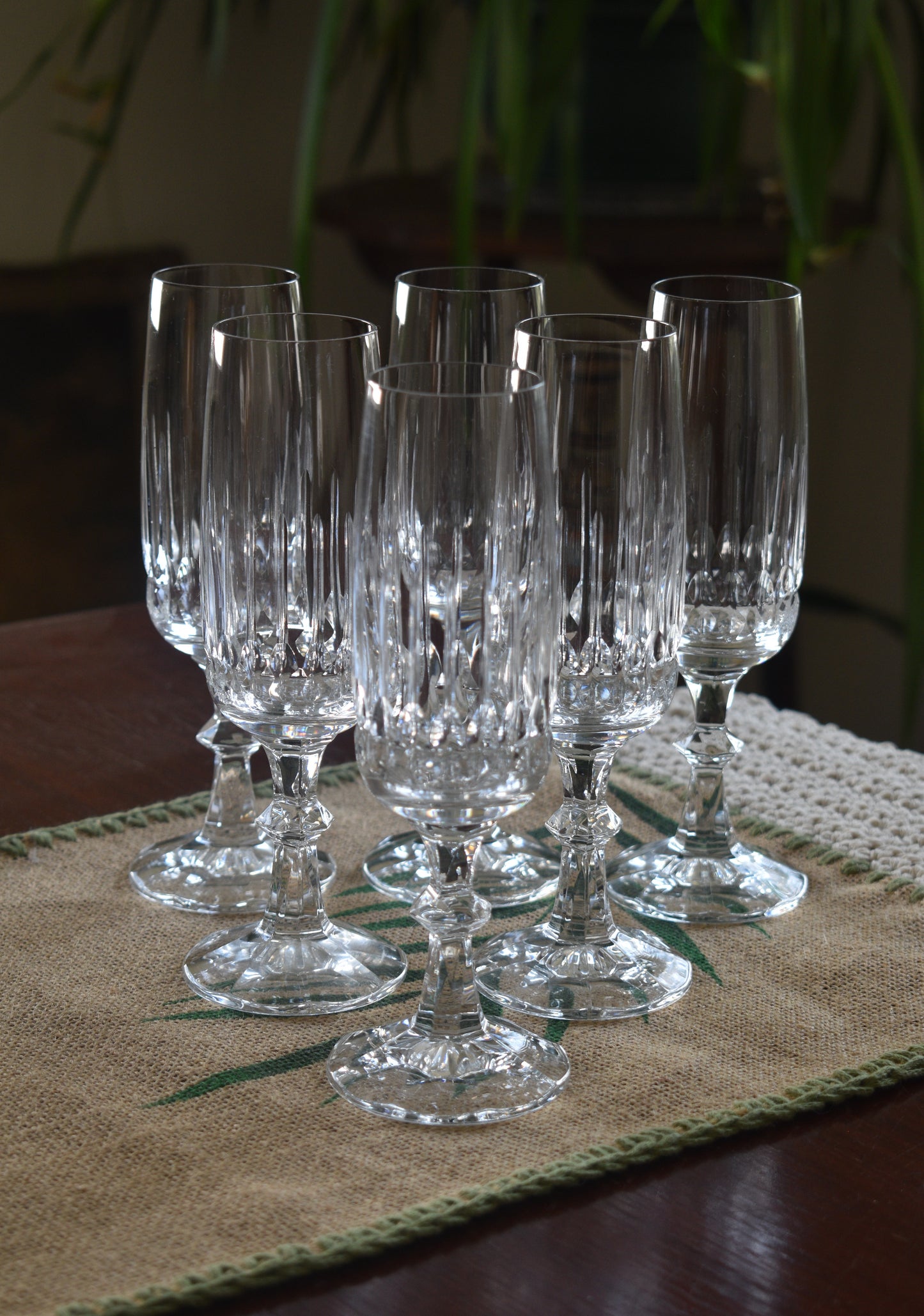 Vintage Crystal Champagne Flutes. Tango by Schott-Zwiesel. Set of 6
