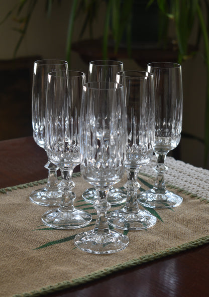 Vintage Crystal Champagne Flutes. Tango by Schott-Zwiesel. Set of 6