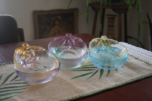 Vintage Kig Indonesia pastel tinted dessert bowls. Set of 6