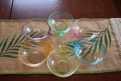 Vintage Kig Indonesia pastel tinted dessert bowls. Set of 6