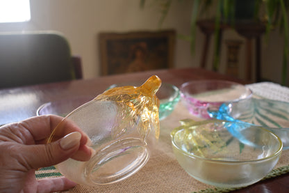 Vintage Kig Indonesia pastel tinted dessert bowls. Set of 6