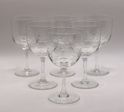 Vintage etched wine glasses. Set of 6