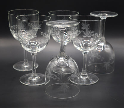 Vintage etched wine glasses. Set of 6