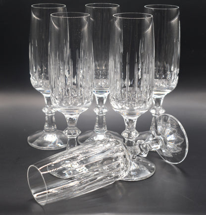 Vintage Crystal Champagne Flutes. Tango by Schott-Zwiesel. Set of 6
