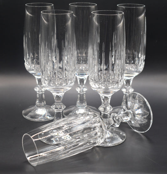 Vintage Crystal Champagne Flutes. Tango by Schott-Zwiesel. Set of 6
