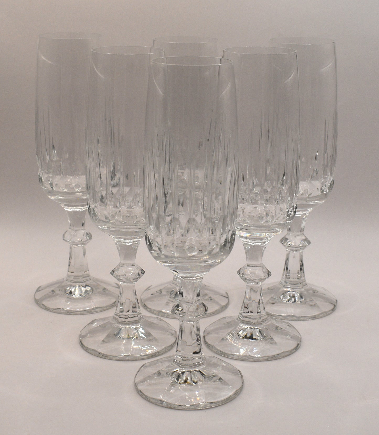 Vintage Crystal Champagne Flutes. Tango by Schott-Zwiesel. Set of 6