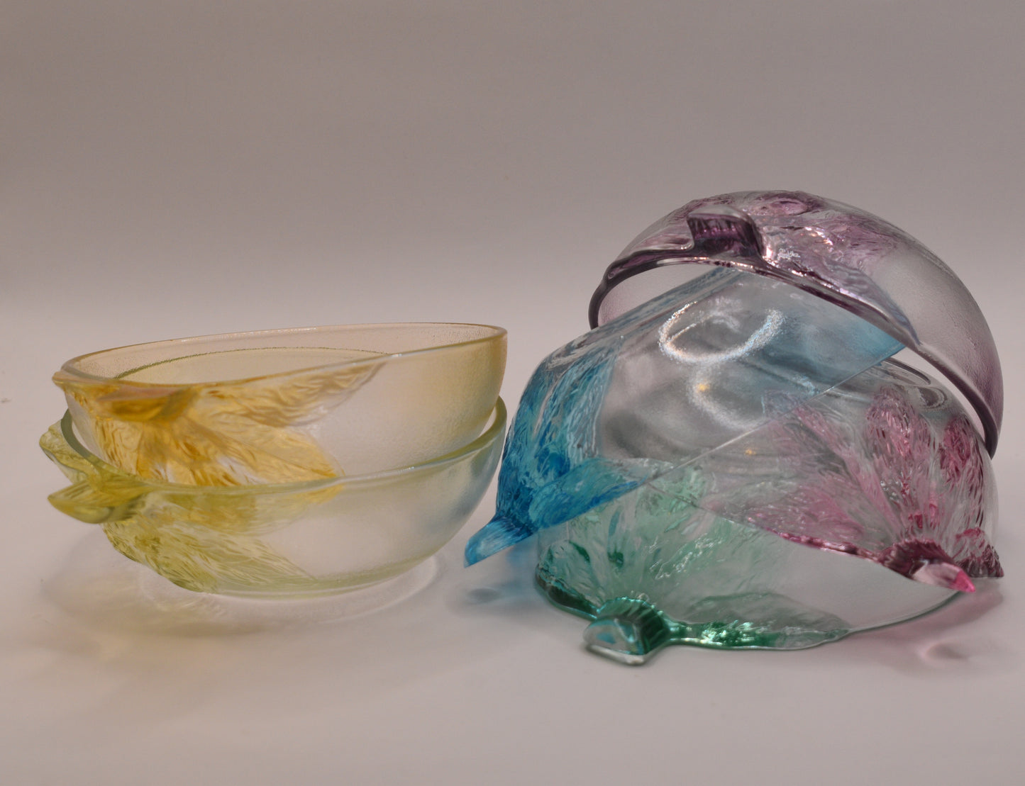 Vintage Kig Indonesia pastel tinted dessert bowls. Set of 6