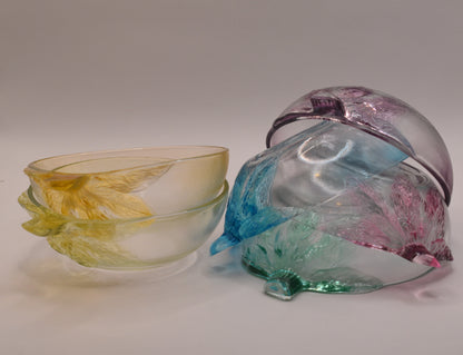 Vintage Kig Indonesia pastel tinted dessert bowls. Set of 6