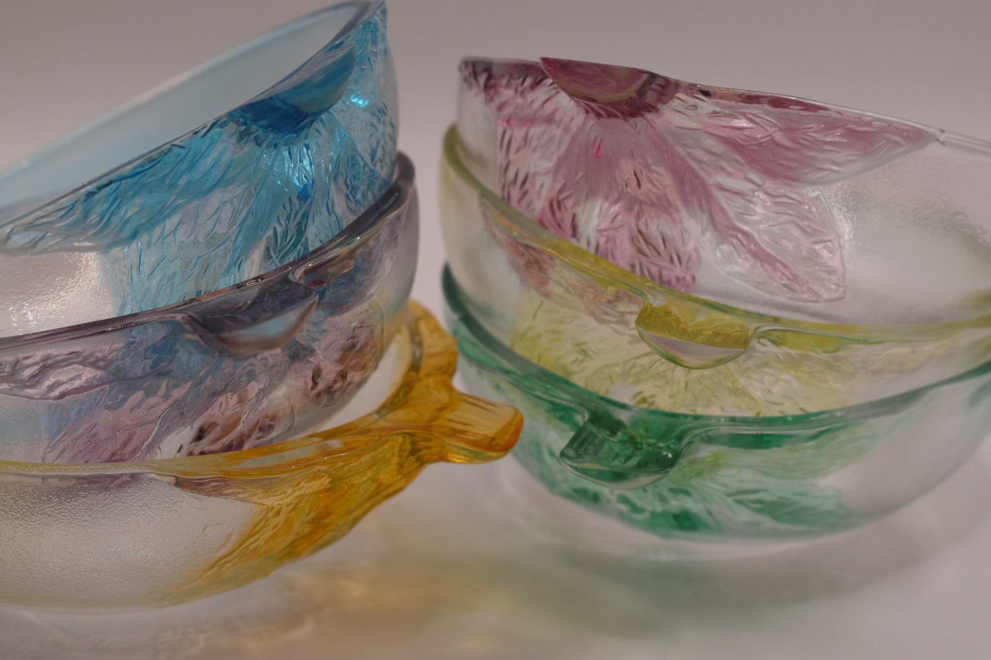 Vintage Kig Indonesia pastel tinted dessert bowls. Set of 6