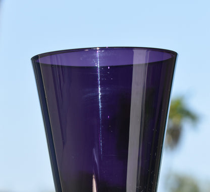 Tall stemmed trumpet styled Amethyst/Purple Champagne flutes. Set of 4