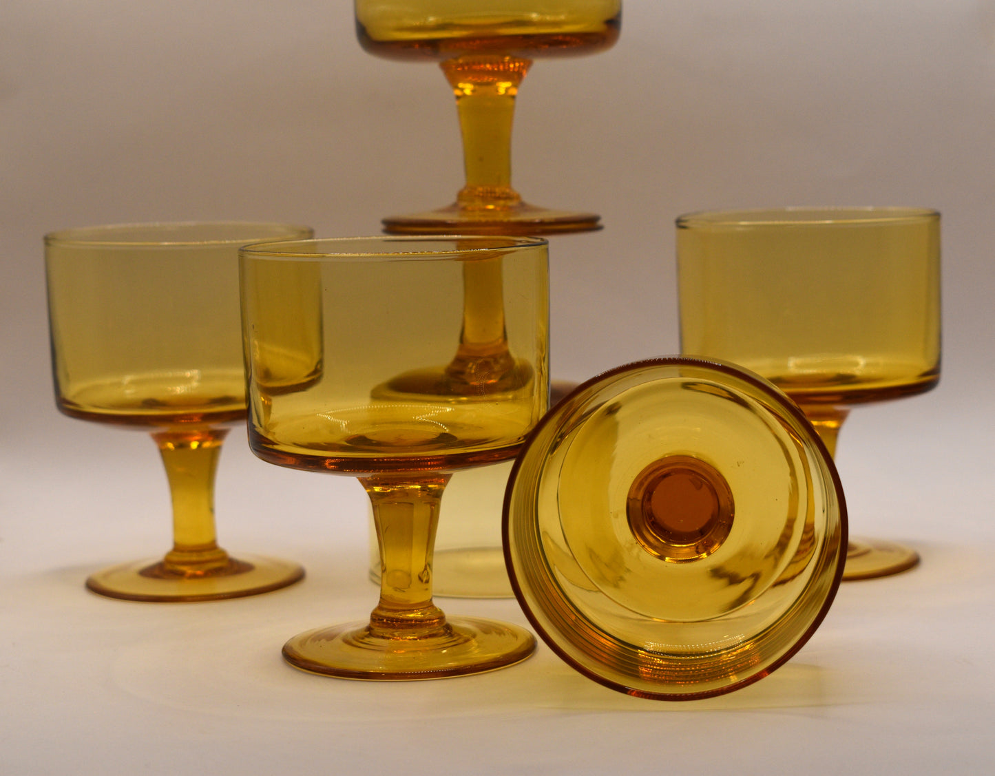Amber glass wine glasses. Set of 6