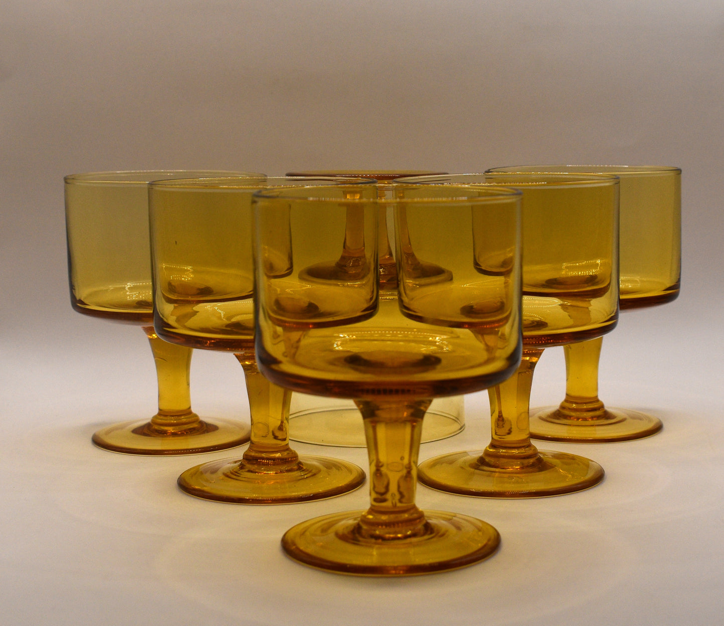 Amber glass wine glasses. Set of 6
