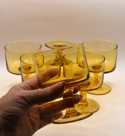 Amber glass wine glasses. Set of 6