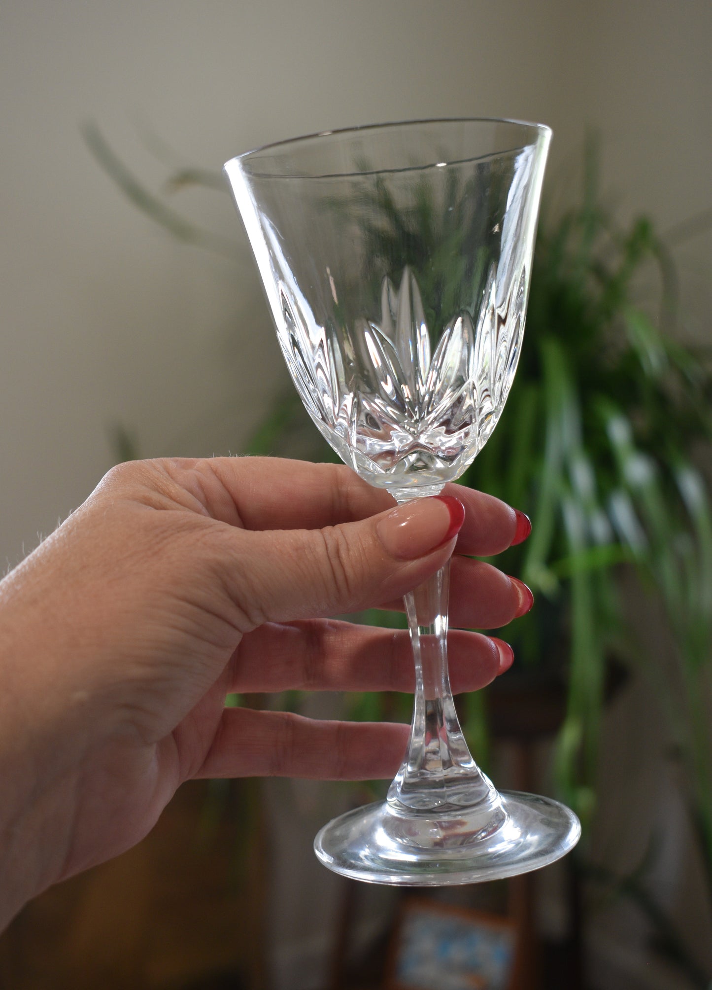 Vintage cut crystal Wine Glasses. set of 6