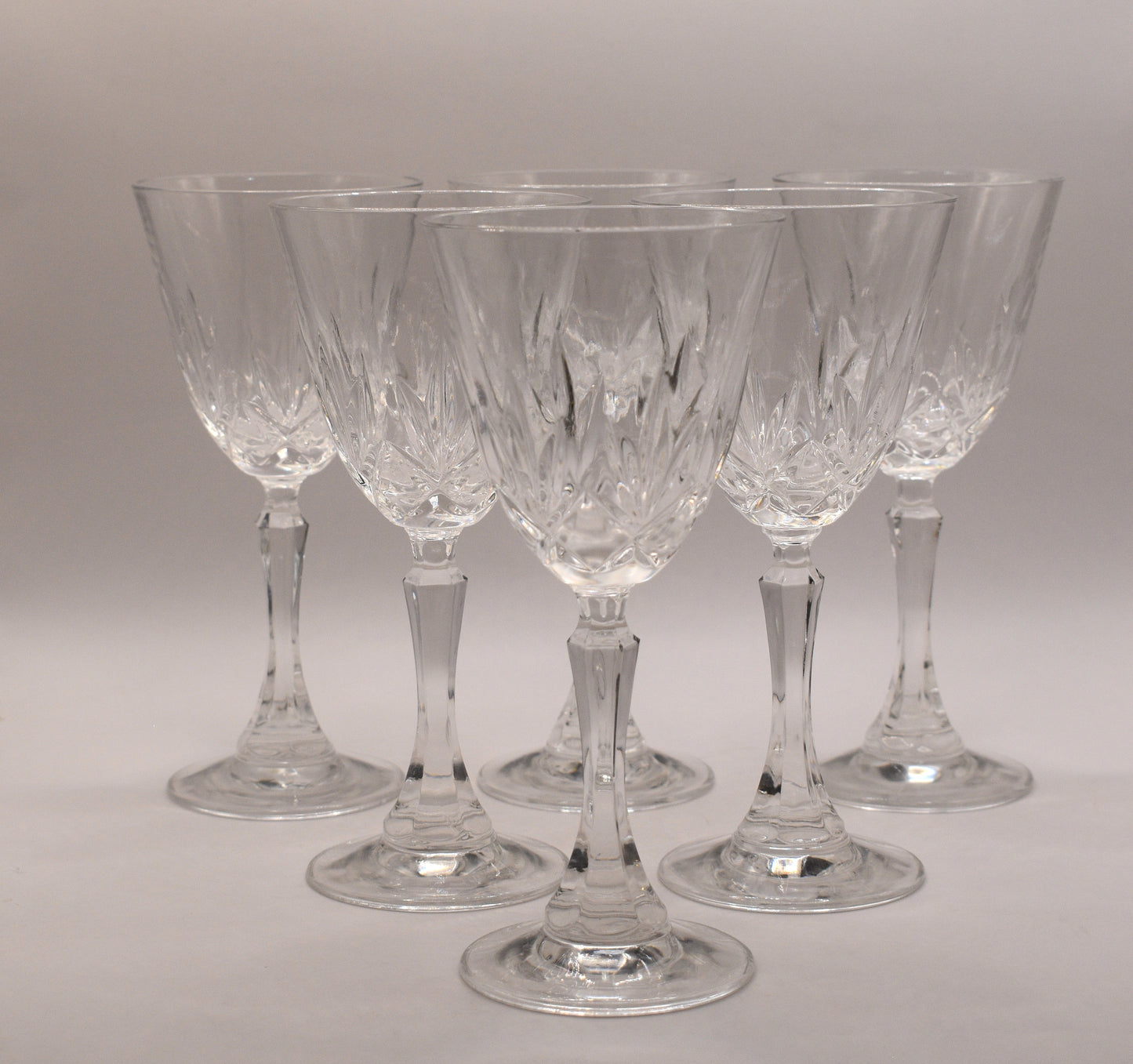 Vintage cut crystal Wine Glasses. set of 6