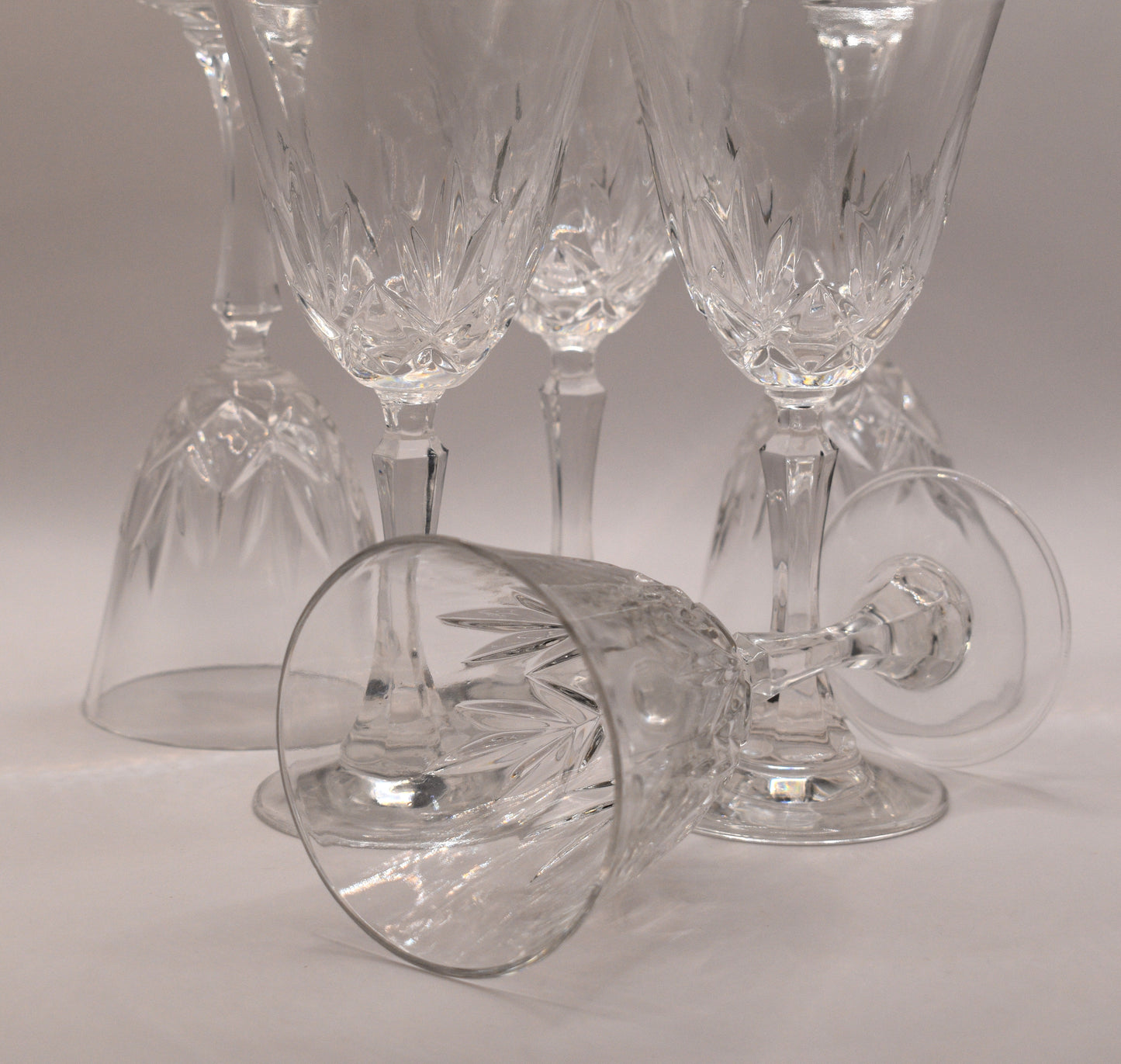 Vintage cut crystal Wine Glasses. set of 6