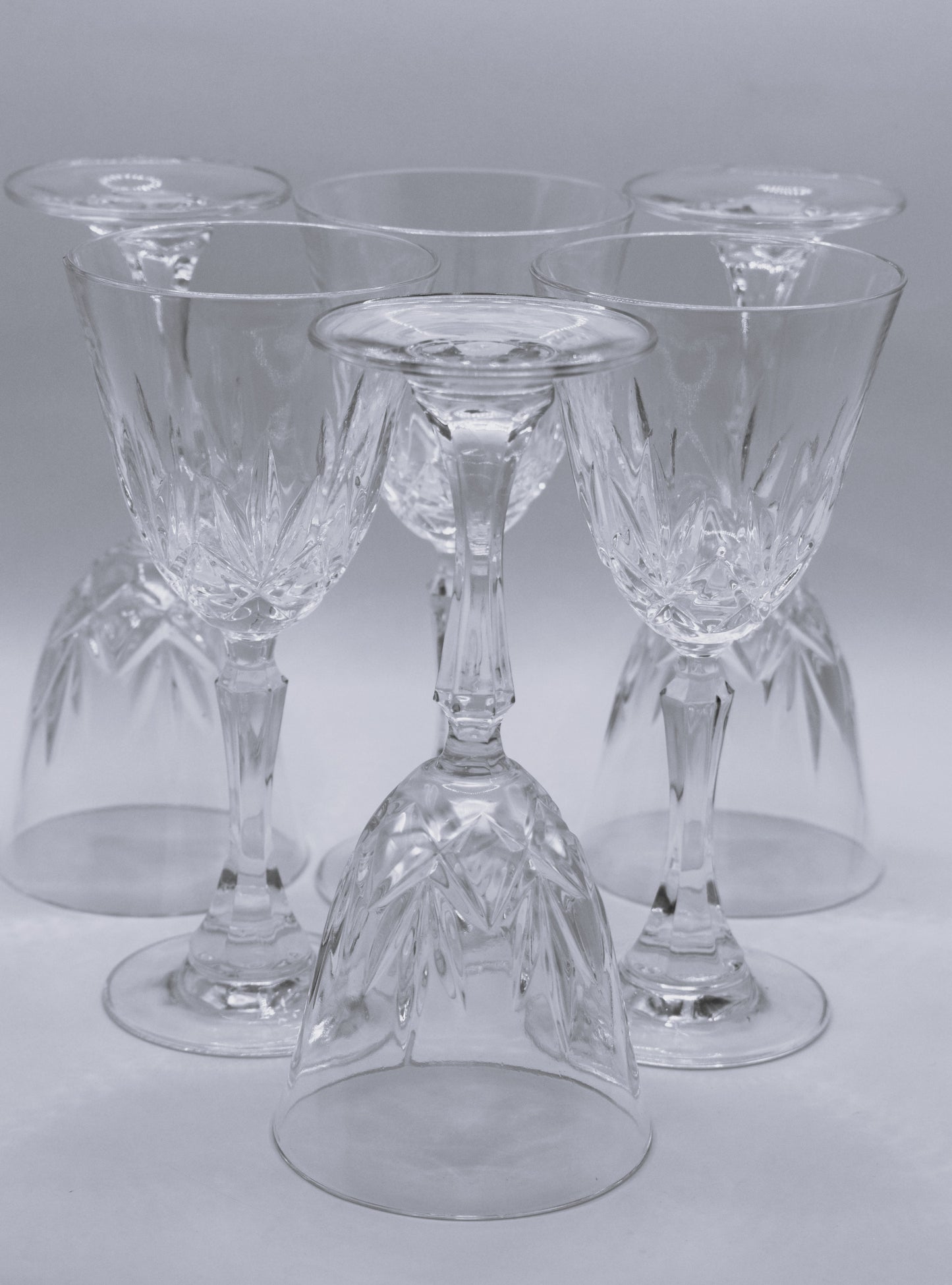Vintage cut crystal Wine Glasses. set of 6