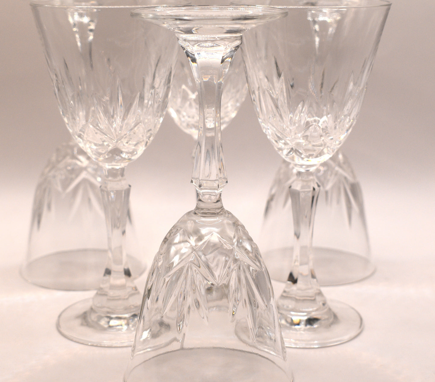 Vintage cut crystal Wine Glasses. set of 6