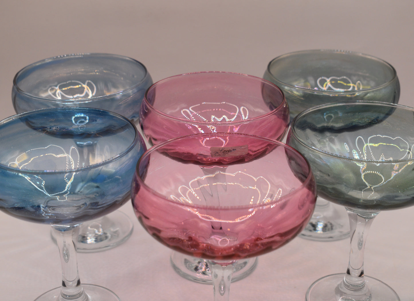 Vintage Champagne Coupes. Linea Quattro Cristalleria (made in Italy). Set of 6