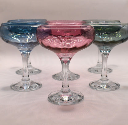 Vintage Champagne Coupes. Linea Quattro Cristalleria (made in Italy). Set of 6