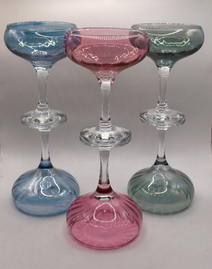 Vintage Champagne Coupes. Linea Quattro Cristalleria (made in Italy). Set of 6