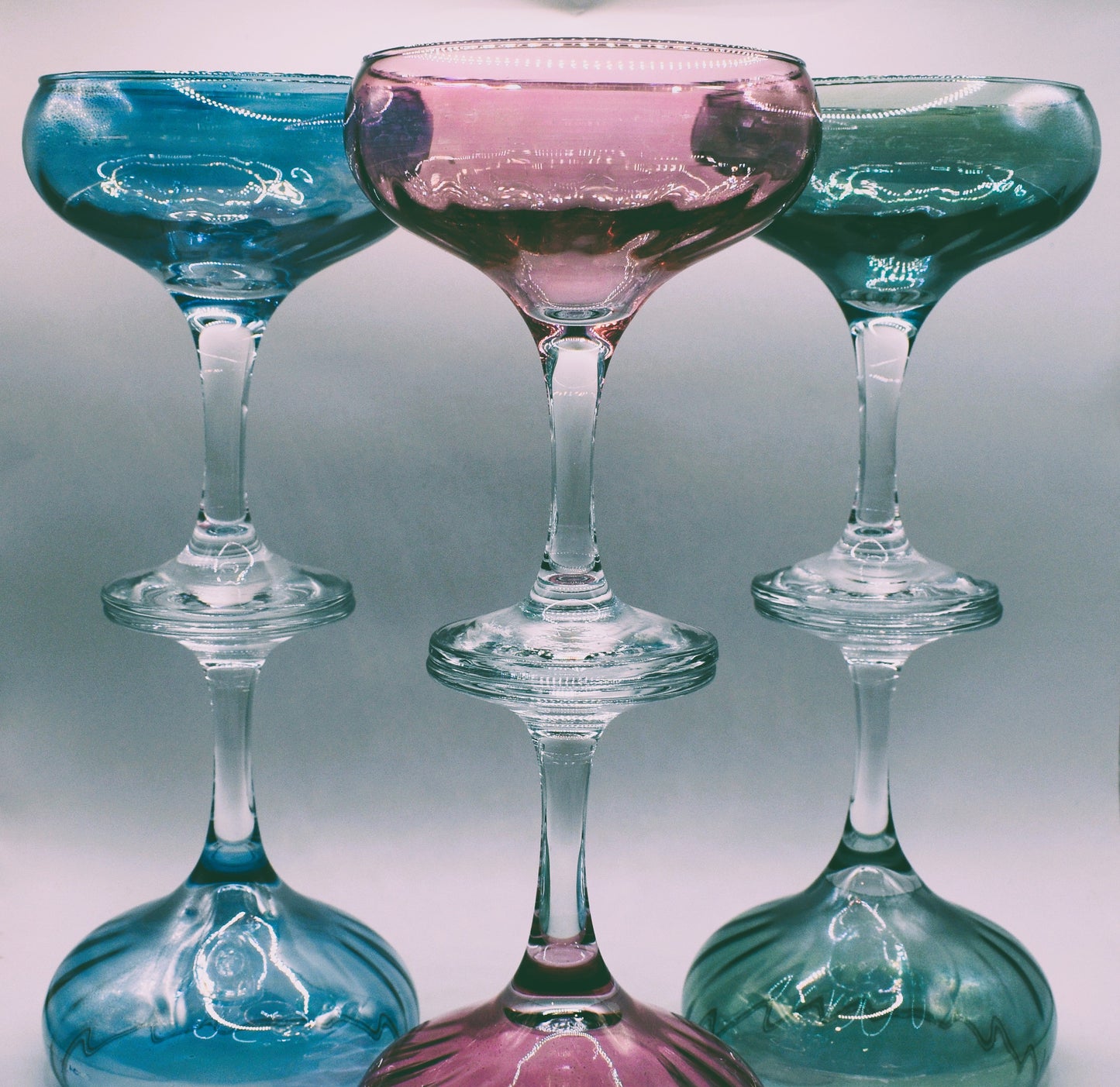 Vintage Champagne Coupes. Linea Quattro Cristalleria (made in Italy). Set of 6