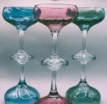 Vintage Champagne Coupes. Linea Quattro Cristalleria (made in Italy). Set of 6