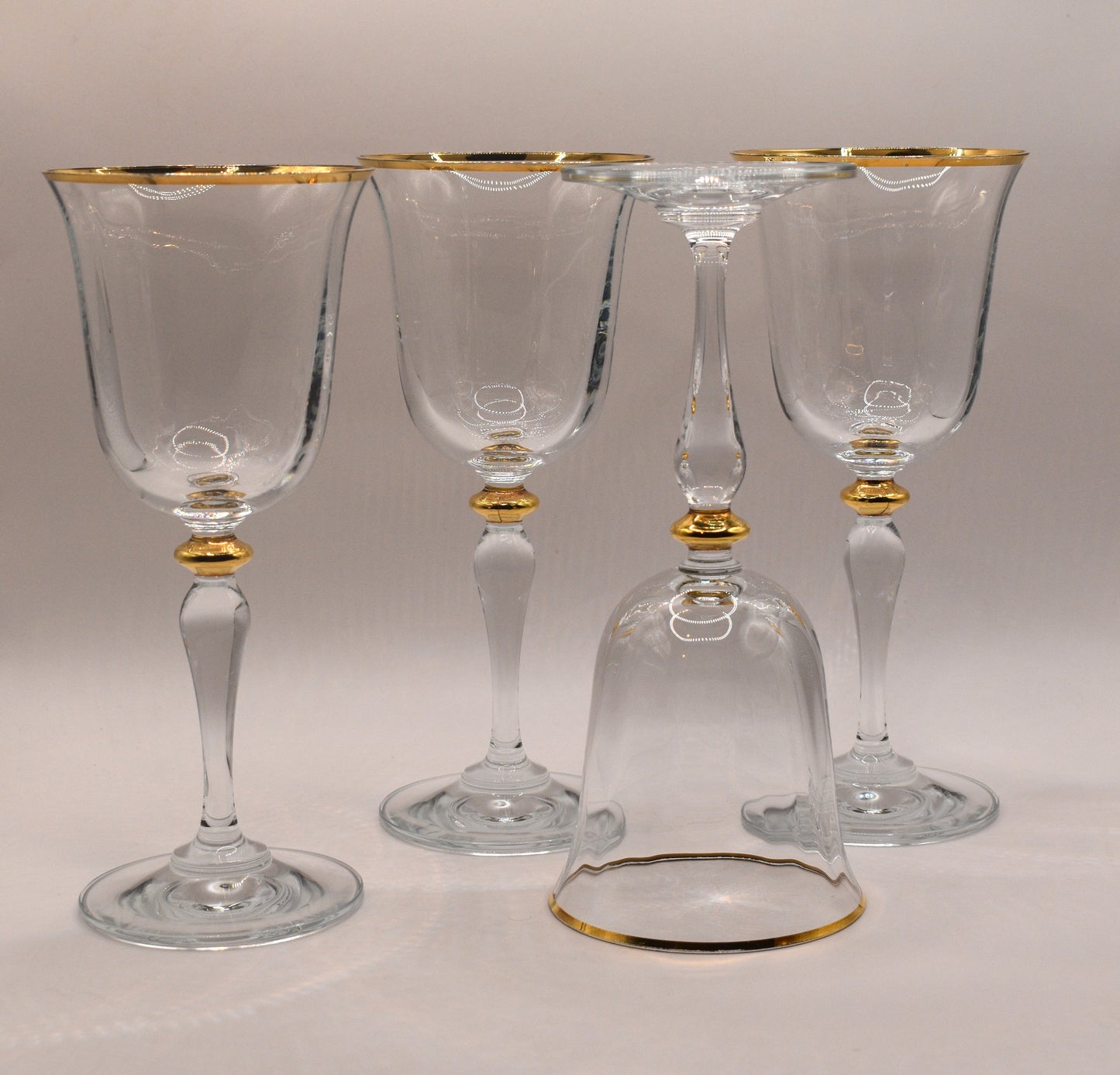 Paşabahçe Turkey Gold Rimmed Wine Glasses Set of 4 Gold Rim Glasses Optic Panel