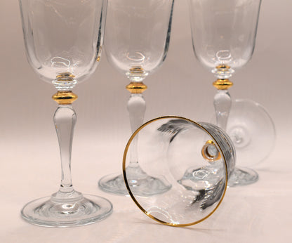 Paşabahçe Turkey Gold Rimmed Wine Glasses Set of 4 Gold Rim Glasses Optic Panel