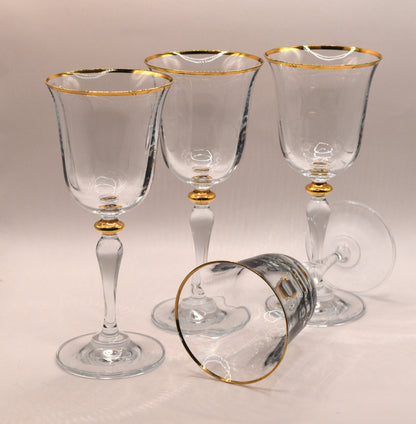 Paşabahçe Turkey Gold Rimmed Wine Glasses Set of 4 Gold Rim Glasses Optic Panel