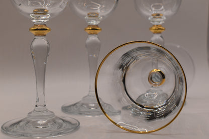 Paşabahçe Turkey Gold Rimmed Wine Glasses Set of 4 Gold Rim Glasses Optic Panel