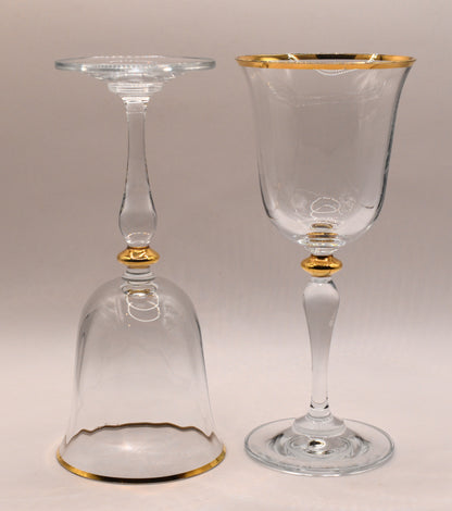 Paşabahçe Turkey Gold Rimmed Wine Glasses Set of 4 Gold Rim Glasses Optic Panel