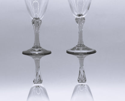 Vintage set of 4 Sherry Glasses with smokey taupe stems.