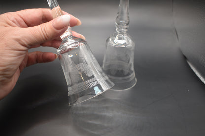 Vintage needle etched crystal Sherry/Port Glasses. Set of 2