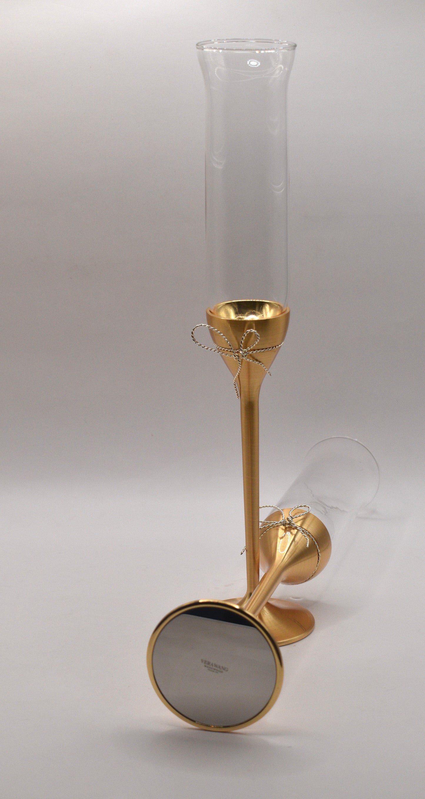 Wedgwood Vera Wang "Love Knots" gold toasting flute pair.
