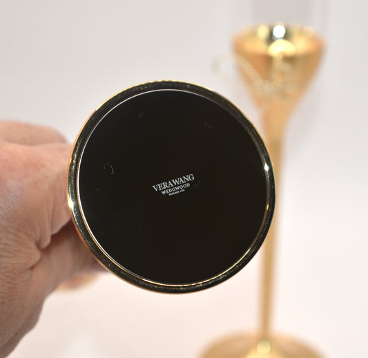 Wedgwood Vera Wang "Love Knots" gold toasting flute pair.