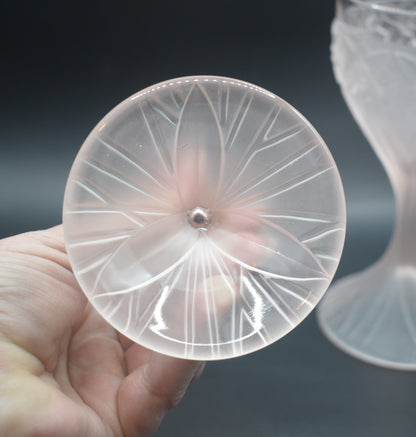 Vintage 1970s Taitu of Italy frosted pink floaral pattern Wine goblets