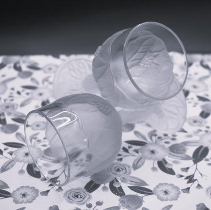 Vintage 1970s Taitu of Italy frosted pink floaral pattern Wine glasses. Set of 2