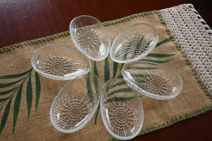 Vintage Polish Glass Avocado Serving Dishes - Set of 6