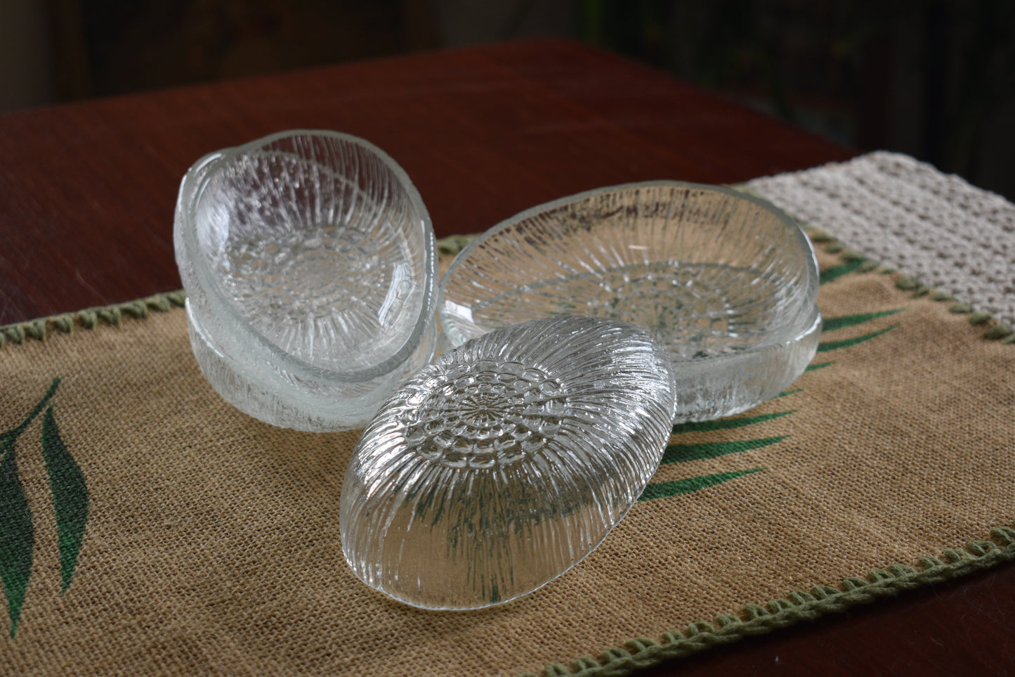 Vintage Polish Glass Avocado Serving Dishes - Set of 6