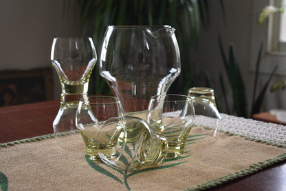 "RARE" Vintage "Citron" Sasaki Harmony Cocktail pitcher with 6 glasses.