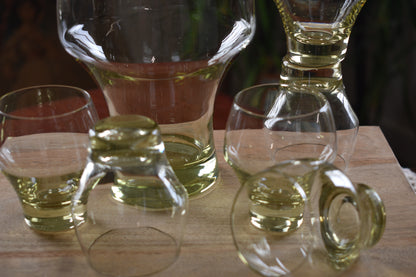 "RARE" Vintage "Citron" Sasaki Harmony Cocktail pitcher with 6 glasses.