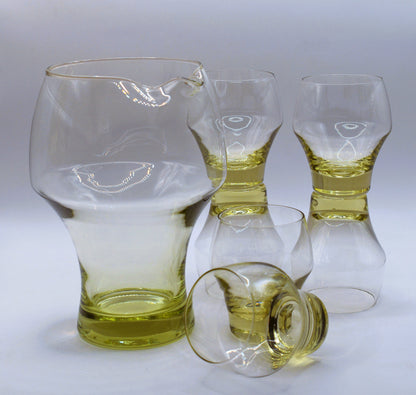 "RARE" Vintage "Citron" Sasaki Harmony Cocktail pitcher with 6 glasses.