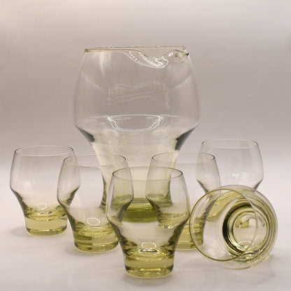 "RARE" Vintage "Citron" Sasaki Harmony Cocktail pitcher with 6 glasses.