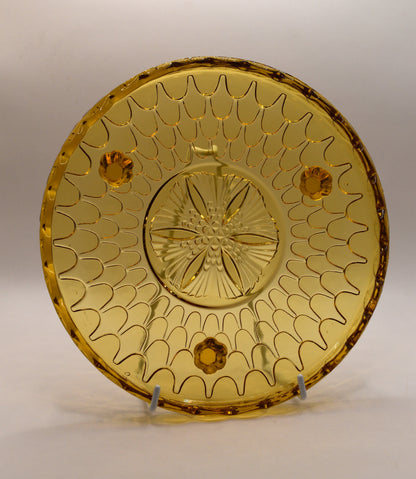 Vintage 1930s Amber coloured Glass Bagley Fish Scale Plate