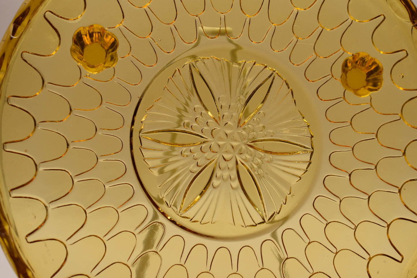 Vintage 1930s Amber coloured Glass Bagley Fish Scale Plate